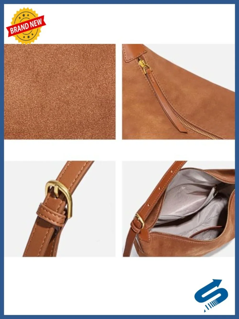 Faux Suede Hobo Bag with Adjustable Shoulder Strap